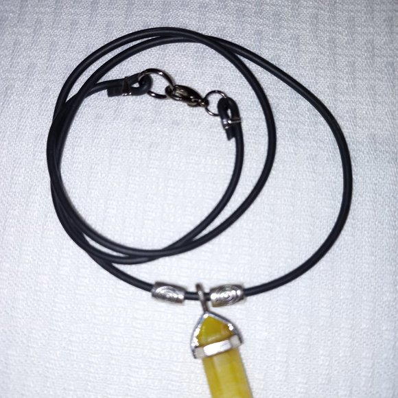 Yellow Crystal Point Pendant Necklace - Picture 2 of 3